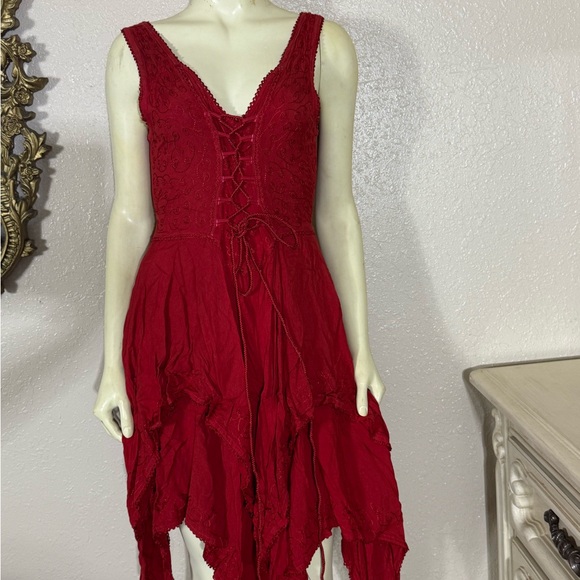 Flower vintage red fairy dress - Picture 1 of 6